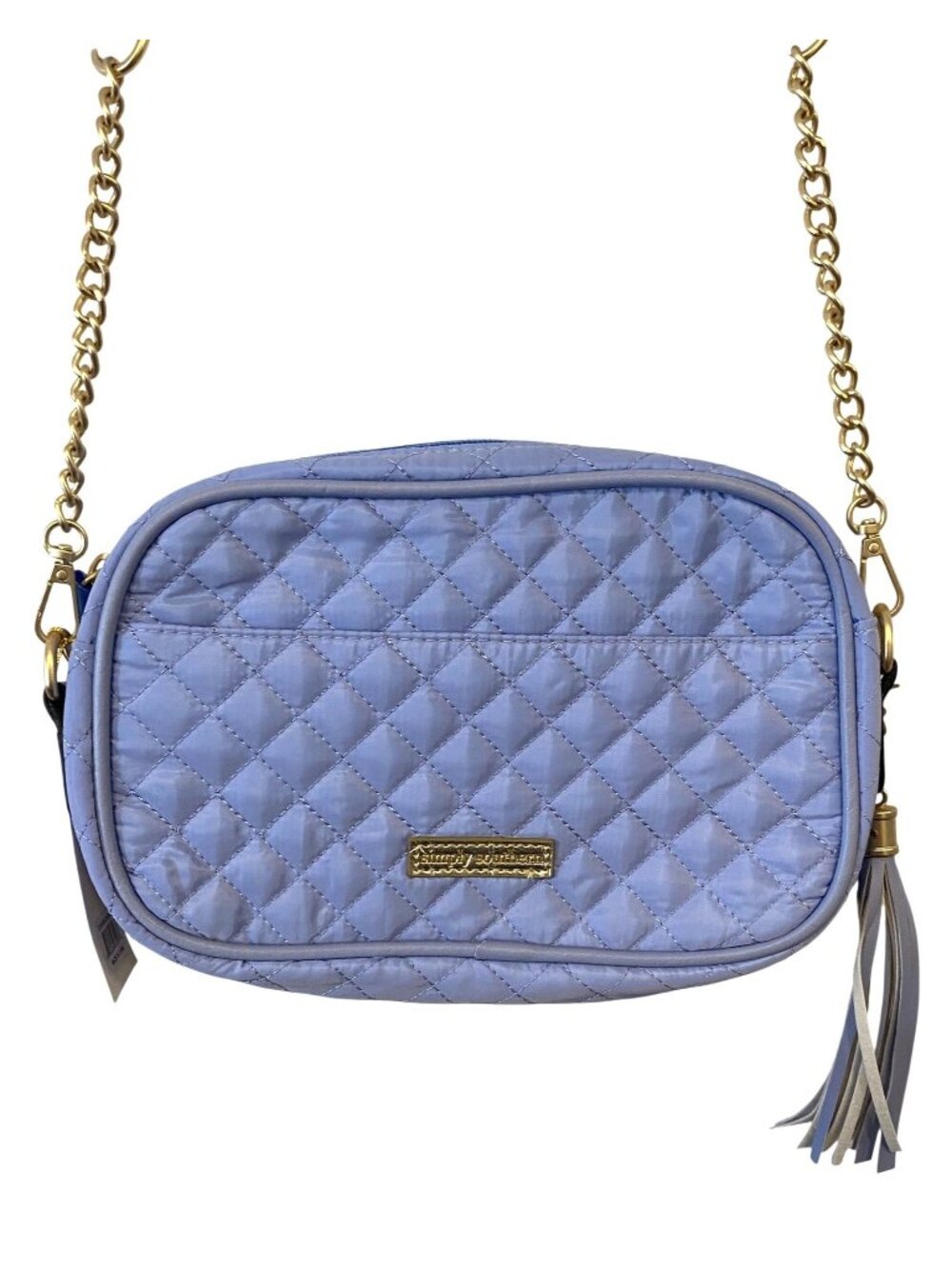 NWT Simply Southern Quilted Crossbody Bag With Tassel In Periwinkle Blue